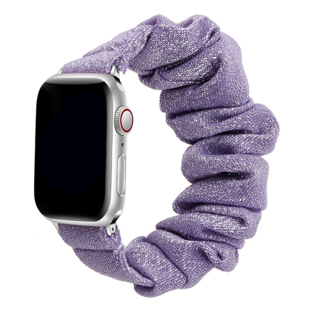 Scrunchie Strap For Apple watch band 40mm 44mm 42mm 38mm 42 mm Elastic Nylon bracelet Solo Loop band iWatch 5 4 se 6 7 41 45mm - Purple gold -