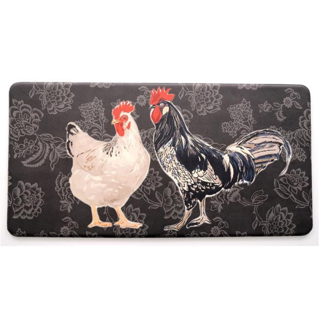 DANIELS ROOSTER AND FARM FRESH EGGS KITCHEN RUG WITH NON SKID BACK 