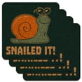 thumbnail image 1 of Snailed It Snail Nailed Funny Humor Low Profile Novelty Cork Coaster Set, 1 of 4