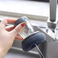 thumbnail image 2 of Snmubt Soap Dispensing Palm Brush Dishwashing Brush Ergonomic Grip Palm Brush Kitchen Cleaning Dishwasher Suitable for Sink Pots and Pans Cleaning (Bule, Plastic), 2 of 7