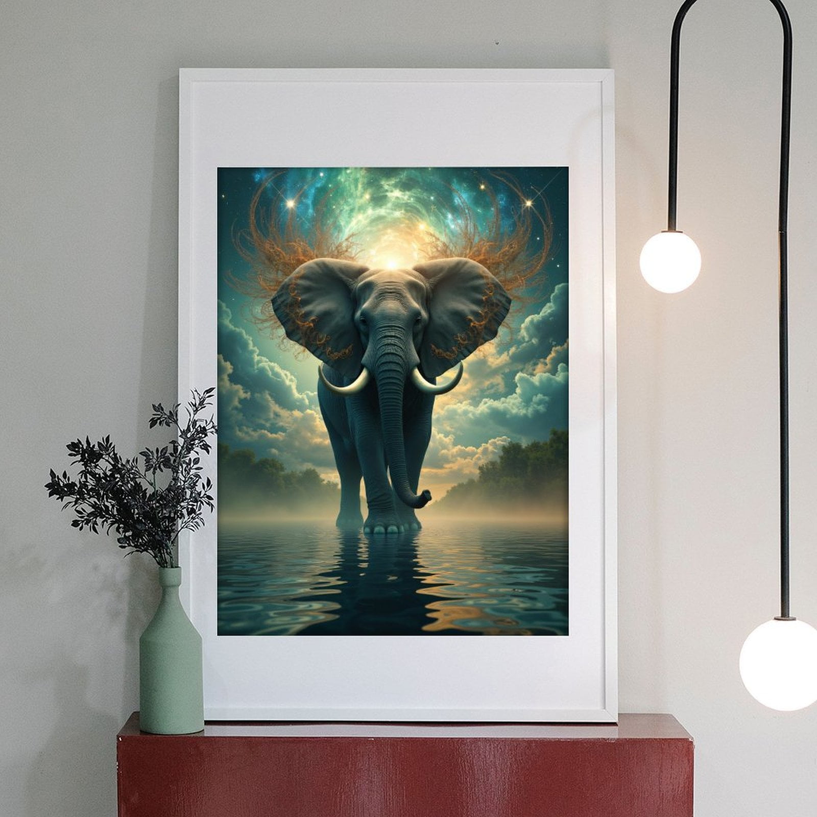Diamond Art Kit for Adults, Elephant Starry Sky Reflection Diamond Painting for Adults Beginners, DIY Diamond Art Painting Kits, 5D Diamond Painting Crafts for Home Decor 12x16 Frameless