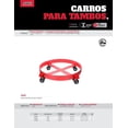 thumbnail image 2 of Plataforma Carro De Tambos 55gal Carga 1000lb Uso Rudo Urrea Urrea CTM55, 2 of 3