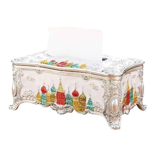Magnífico servilletero , caja a de pañuelos faciales para decoración de hogar Plata Gloria Caja de papel tisú