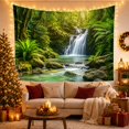 thumbnail image 2 of Waterfall in Lush Forest Scene Serene Boho for Nature Lovers Botanical Art Decor Housewarming Gift Tapestry Wall Hanging for Living Room and Bedroom, 2 of 6