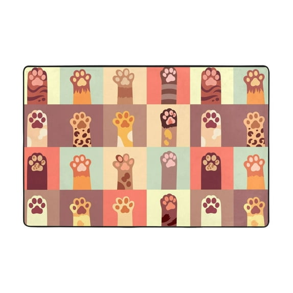 XMXT Non-Slip Area Rug, Lovely Claw Footprint Pattern Polyester Rugs for Living Room, 36 x 24 inches Multicolor