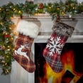 thumbnail image 2 of Gerson Set of 4 Multicolored Faux Fur Trimmed Buffalo Plaid Stockings, 2 of 2