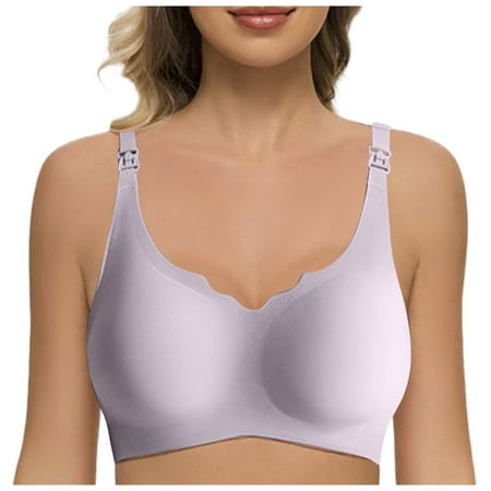 Zshosam Women s Thin Bra Without Underwire Soft Bustier Seamless Bra Without Underwire With Additional Bra Extension(Purple M)
