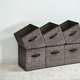 thumbnail image 2 of 13" Cube Storage Bin 6 Foldable Fabric Cube Organizer Bin with Double Handles Storage Box for Living Room Bedroom Office Chocolate, 2 of 6