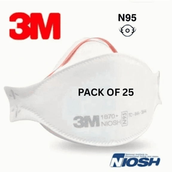 3M Aura Particulate Respirator Mask, N95 Respirator, Individually Wrapped, NIOSH Approved, Disposable Face Masks (25PK)