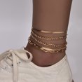 thumbnail image 3 of Tobilleras de oro para mujer, tobilleras de oro de 14 quilates para mujer, tobilleras de eslabones cubanos impermeables, juego de tobilleras en capas, tobilleras para mujer, tobilleras para mujer, 3 of 5