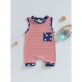 thumbnail image 3 of Hirigin Newborn Baby Boy Girl 4th of July Outfit Sleeveless American Flag Romper Jumpsuit 3 6 12 18 Months Independence Day Bodysuit, 3 of 7
