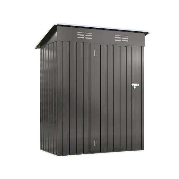 5x3ft Metal Shed, Lockable Outdoor Storage for Garden Tools & Bike, Gray