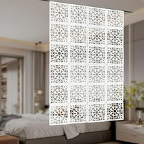 24 PCS/Set Privacy Screen Panels Hanging Room Divider Carving Pattern Panels Decorative Partition Wall Dividers Room with All Accessories (11.4 x 11.4 in) White