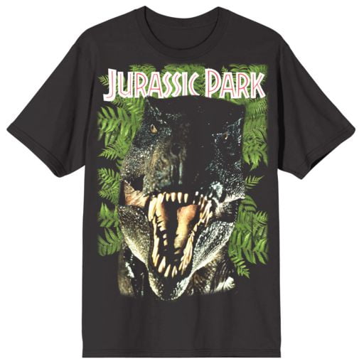 Jurassic Park Oversized T-Rex Men's Black Crew Neck Short Sleeve T-shirt-Medium