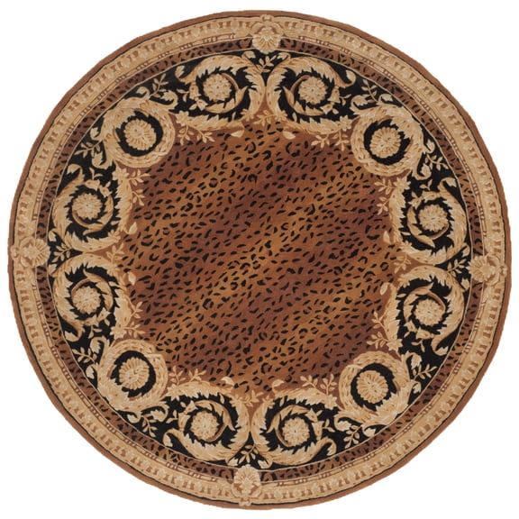 SAFAVIEH Naples Karenza Oriental Wool Area Rug, Black/Gold, 8' x 8' Round