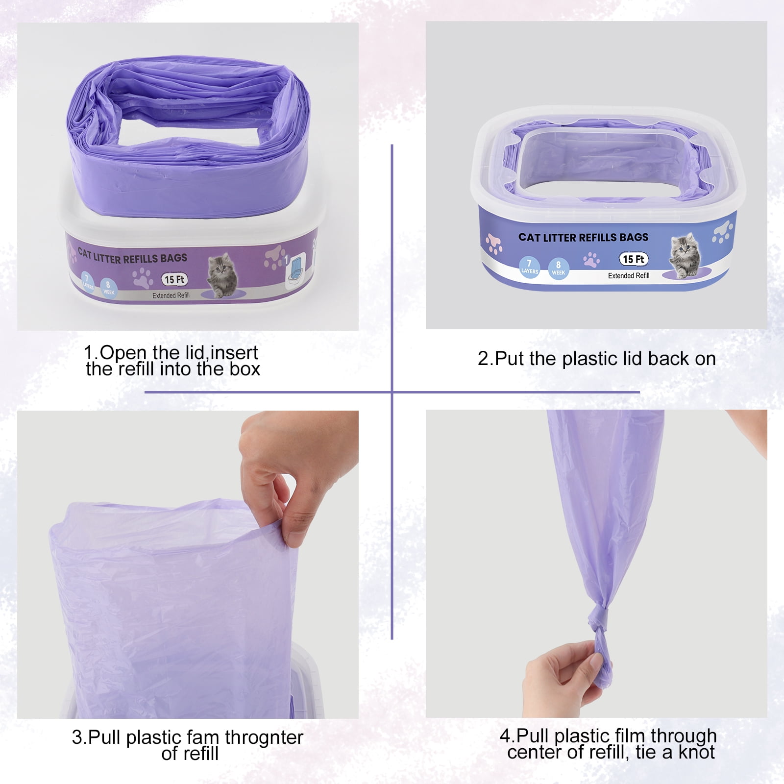 Cat Litter Refill Bags Compatible with Litter Cat Genie Standard/Plus/Style/XL+ Pails Litter Bags-12Pack