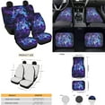 thumbnail image 4 of Yuyamidu Wolf Car Seat Cover Set Accessories with Starry Sky Floor Mats Steering Wheel Cover Butterfly Seat Belt Strap Pads Coasters Handbrake Cover Set, 15 PCS, 4 of 6