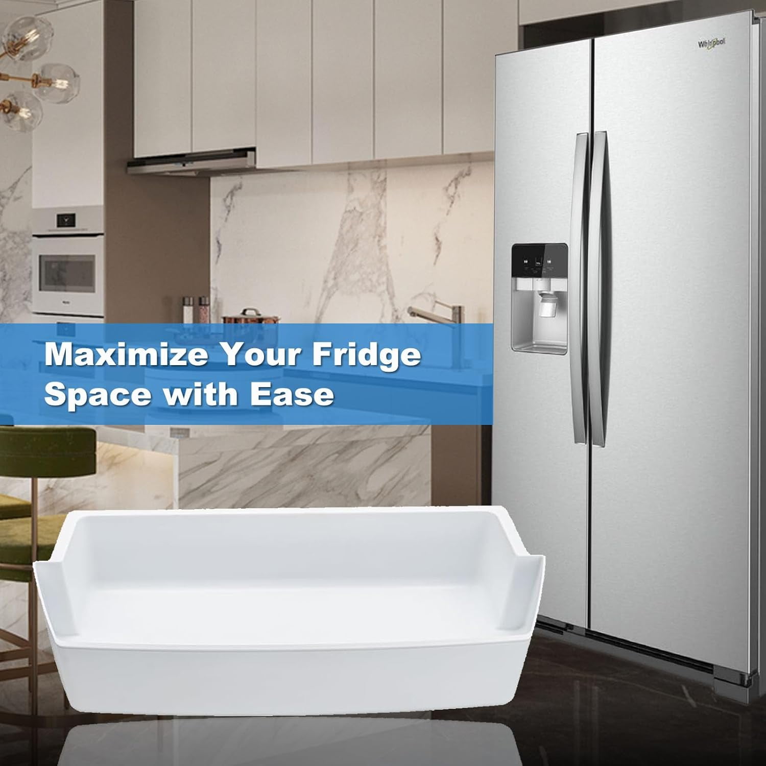 2187172 Door Shelf Bin for Whirlpool Kenmore Amana Frigidaire Fridges Roper Estate Replace WP2187172, AP6006028, 2187194K, PS11739091 AP3853103, AP3853103, PS328468, PS986890, 3046299（2 Pack）
