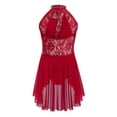 thumbnail image 2 of Aislor Robe de Danse Lyrique Moderne pour Filles, Robe Justaucorps en Dentelle Florale, Jazz Latin, Ballet, Bourgogne 10, 2 of 7