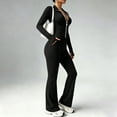 thumbnail image 2 of Domzest Women's Two Piece Yoga Set Fitness Outfit Sports Jacket and High-waisted Flared Pants Suitable for Running, Fitness, Workout Black S, 2 of 6