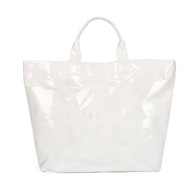 PVC Waterproof Tote Bag for Women Large Kraft Paper Tote Handbag Carry All Bag Letters Print Clear Top Handle Hobo Bag, Messenger Bag Tear-Proof Large-Capacity Crossbody Tote For Commute Travel