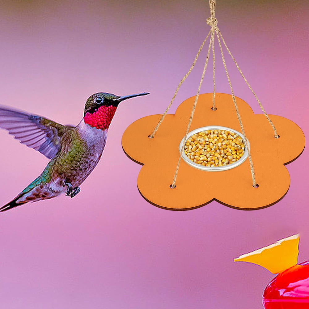 Flower DIY Wooden Bird Feeder Children's Outdoor Hanging Bird House Craft Kit Colorful 147x156x2.5mm