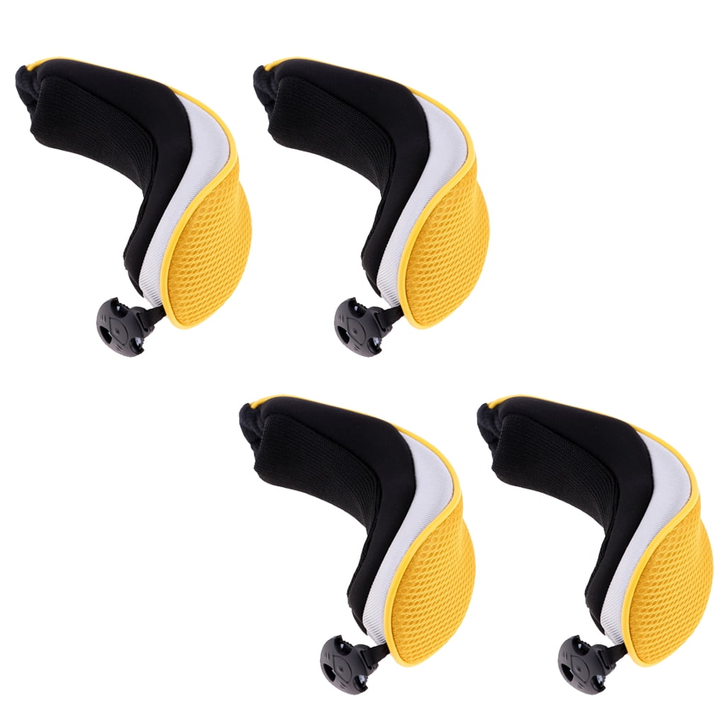 Axioma 4 Pieces Golf Hybrid UT Club Head Cover Headcover with Number Tag Yellow