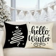 thumbnail image 4 of Black Christmas Pillow Covers 18x18 Set of 4 Farmhouse Xmas Decorations Snowflake Hello Winter Holiday Decor Throw Cushion Case for Home Couch S24C15, 4 of 6