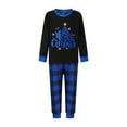 thumbnail image 2 of Burkashear Christmas Family Pajamas Matching Set Long Sleeve Star Tree Print Tops + Plaid Pants Set Loungewear, 2 of 9