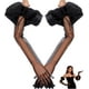 thumbnail image 1 of Guantes de tul de malla abullonada, de poliéster, para boda, tul, para novia, largos, de encaje, con mangas abullonadas en los codos., 1 of 9