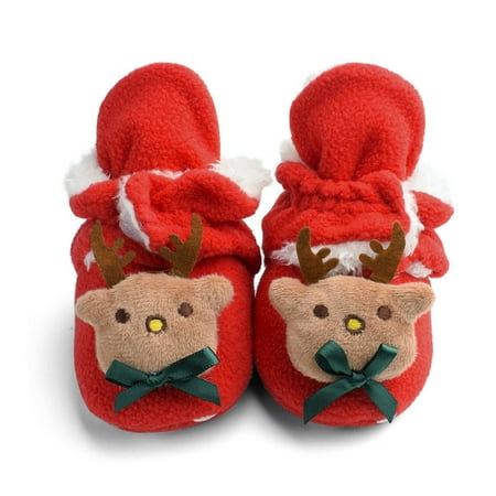 

BAA Infant Baby Slippers Girls Boys Booties Warm Baby Socks Shoes Newborn Crib Shoes Baby Footwear Prewalkers，red