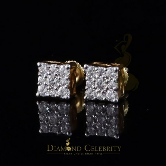 Diamond Celebrity's New Women's/Men's 925 Silver Yellow 1.00ct VVS D Moissanite Square Stud Earrings