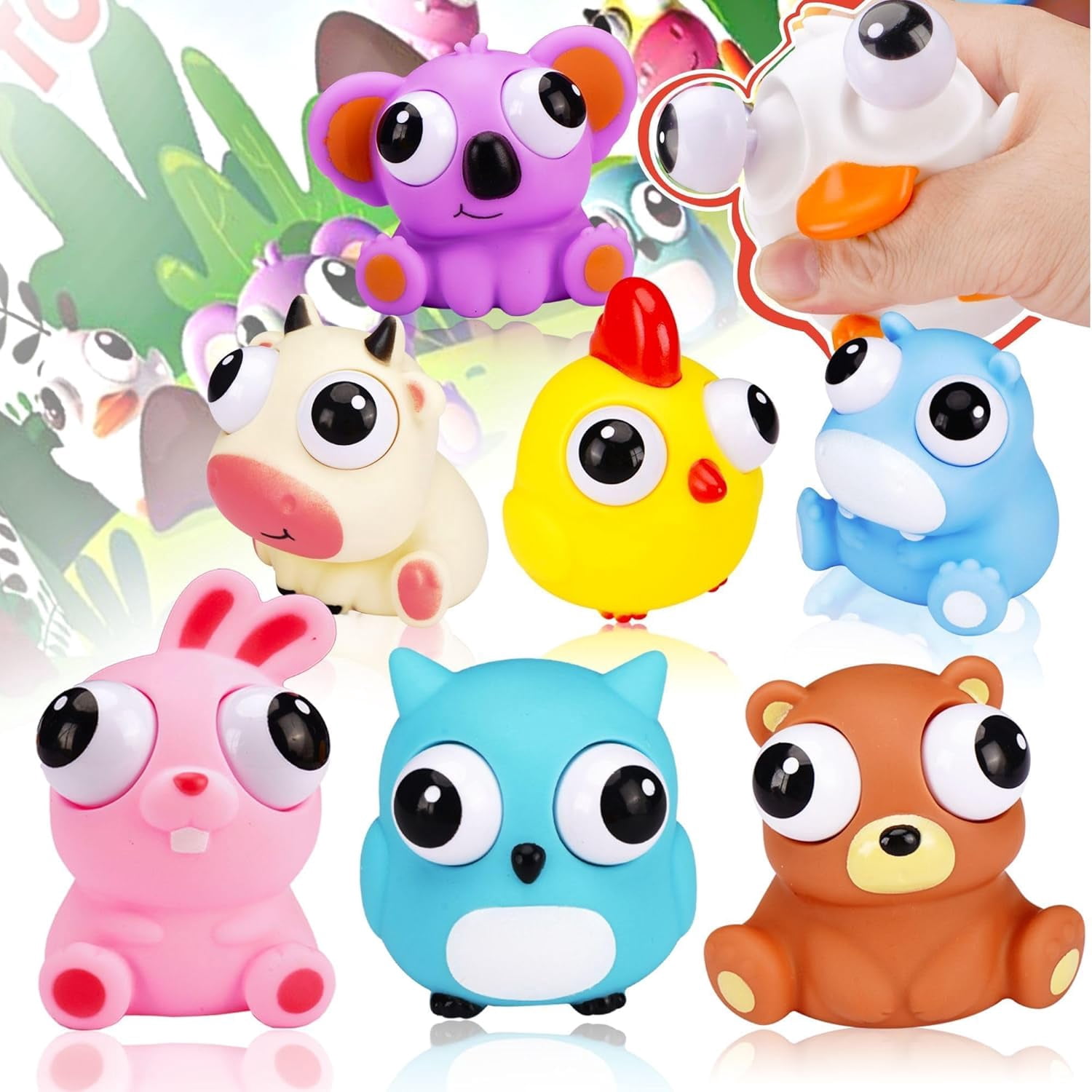 Animal Squeeze Toys with Pop Out Eyes Stress Relief Balls Fidget Gadgets
