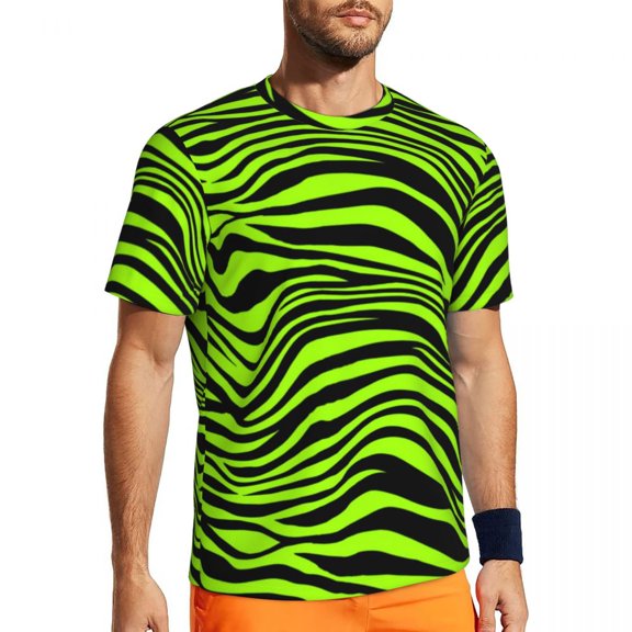 T Shirt For Men Green Tiger Print Running Beach Funny Animal Retro T-Shirts Novelty Tshirt For Men C