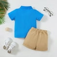 thumbnail image 3 of Little Boy's Outfit Sets Summer Short Sleeve Polo Shirt Tops Shorts 2Pc Set, 3 of 7