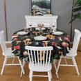 thumbnail image 2 of Colorful Mushroom Forest Black Pattern Round Tablecloth 60"x60",Wrinkle Wipeable Table Cloth for Kitchen Dining Room Picnic Patio Party, 2 of 6