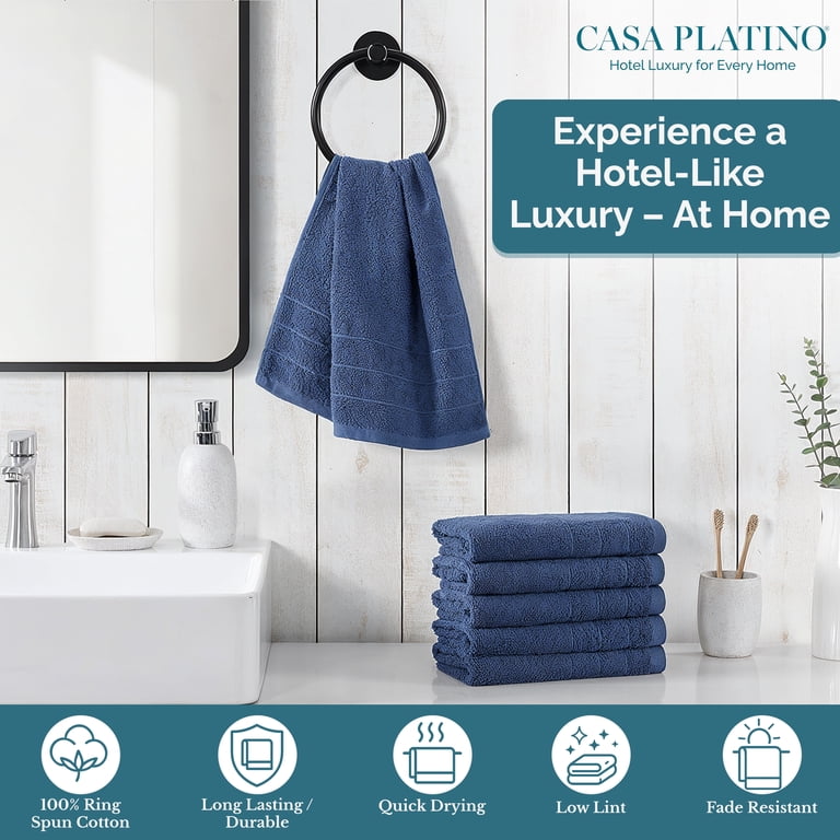 Casa Platino 6-Piece 100% Cotton Hand Towel Set Navy photo 2