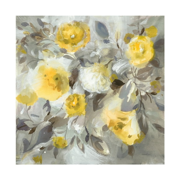 Danhui Nai 'Floral Uplift Yellow Gray' Canvas Art