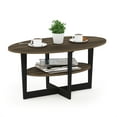 thumbnail image 3 of Furinno JAYA Oval Coffee Table, Columbia Walnut/Black, 3 of 6