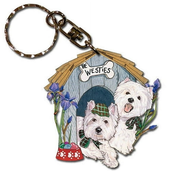 West Highland Terrier Keychain, Souvenir Key Holder, Westie Dog Charm Tag, Pet Key Rings Craft Ornaments, Wooden Die-Cut