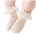 thumbnail image 1 of dmqupv Girls Ruffle Socks Baby Socks Spring And Fall Cotton Baby Socks Lace Elastic Not To Strangle Boneless Girls Lace Mid Calf Socks Coffee,Size for 6-8 Years, 1 of 8
