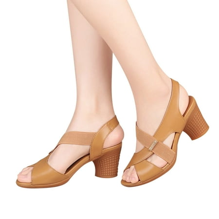 

YYYTop Gladiators Sandals for Women Orthopedic Sandals for Women Large Women s Thick Heel Sleeve Fashion Middle Heel Fashion Sandals Chunky Heel Pump Sandals for Ladies Summer Savings