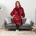thumbnail image 5 of PAVILIA Blanket Hoodie for Women Burgundy, Sherpa Wearable Blanket Men, Cozy Oversized Sweatshirt Blanket, Warm Fleece Hooded Blanket Sweater with Sleeves and Giant Pocket, Wine Red, 5 of 9