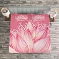 thumbnail image 4 of Ambesonne Colorful Quilted Bedspread Set 3 Pcs, Lotus Yoga, King Size, Pale Pink Cream, 4 of 4