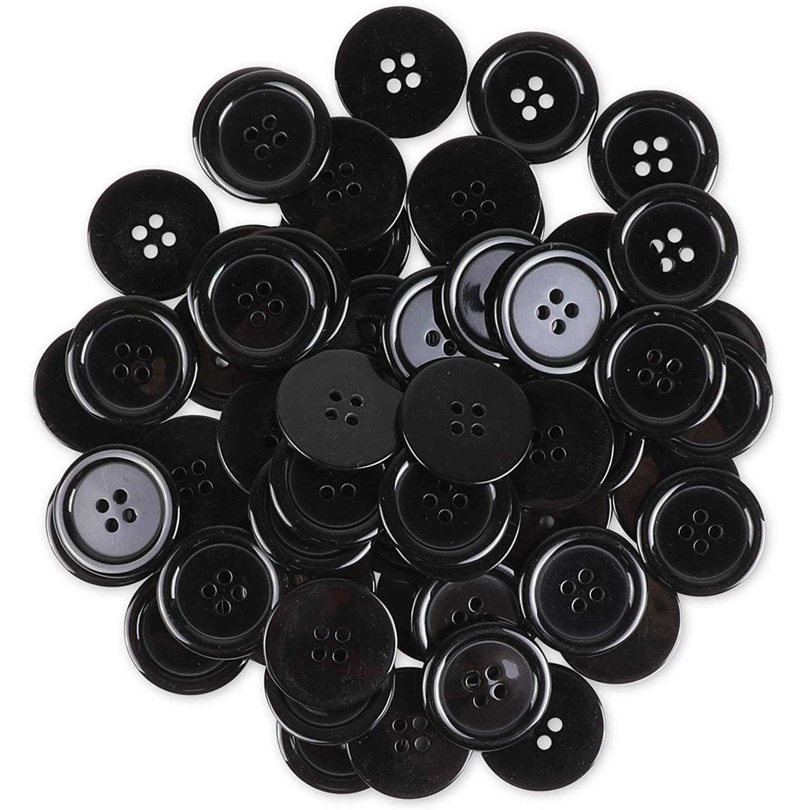 Crafts New Set of 20 Mini BLACK BUTTONS 4 holes Flat Plastic 3/4" Sewing