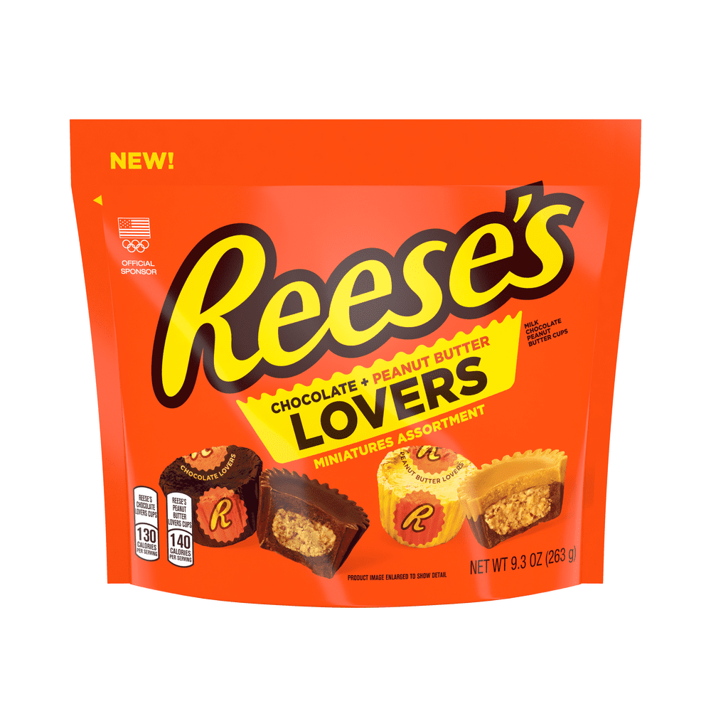 Reese's, Lovers Peanut Butter Cups Miniatures Candy Stand Up Bag, 9.3 ...