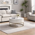thumbnail image 2 of JERFIT 31.5 Inch Round Coffee Table with Drawers, White Faux Marble Top, Storage End Table with Sturdy Iron Frame for Living Room, Bedroom, 2 of 10