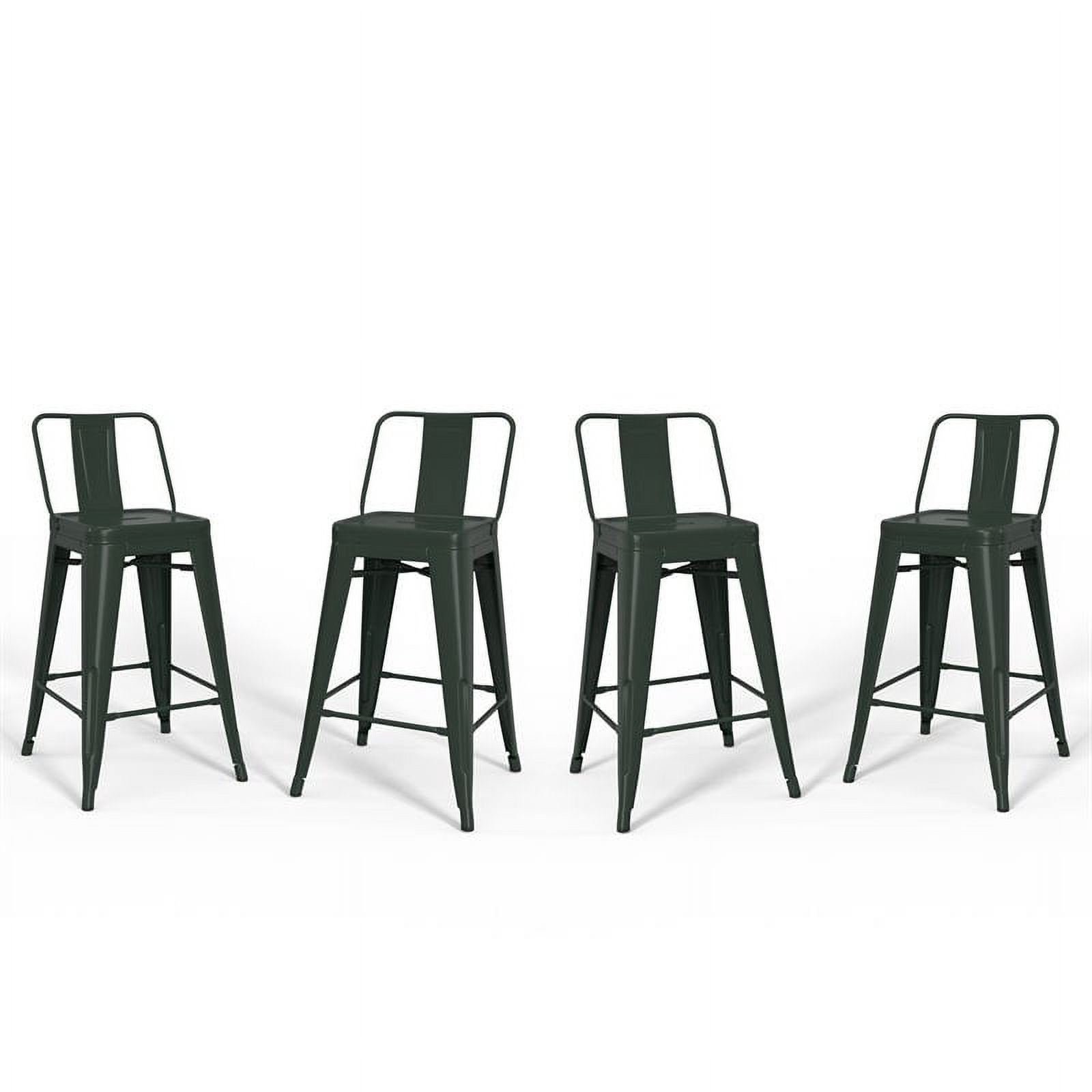 Simpli Home Rayne 24" Industrial Metal Counter Stool in Sage Green (Set of 4)