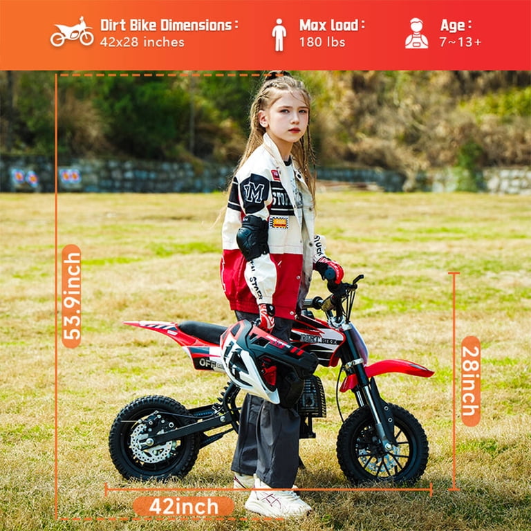 TOXOZERS Dirt Bike,50cc 2-stroke Gas Mini Bike for Kids 8-14,With