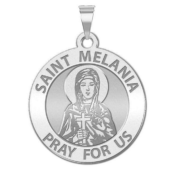 Picturesongold.Com Saint Melania Religious Medal Necklace Pendants Adult-3/4x3/4 in Sterling Silver